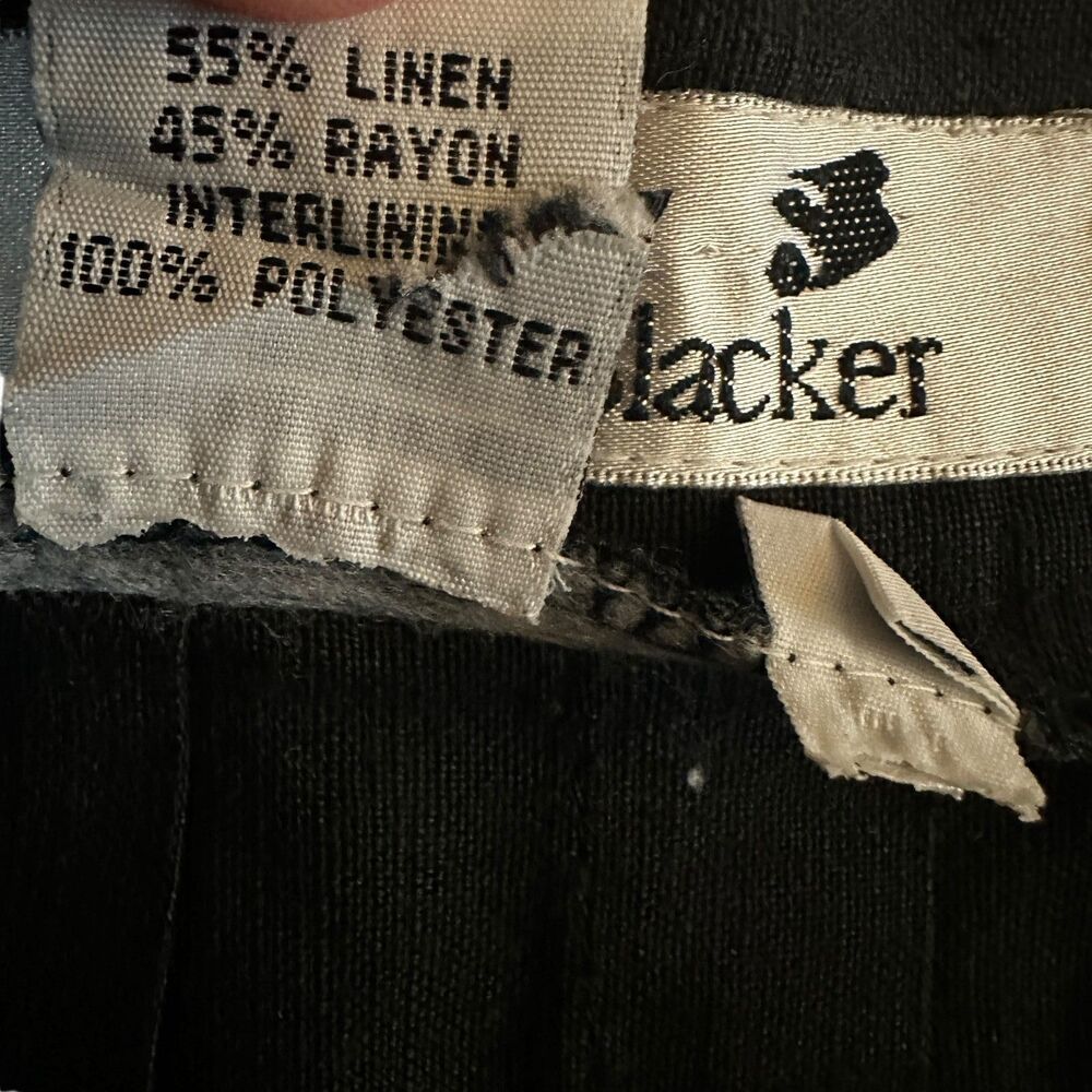 Stanley Blacker Black Linen Rayon Pleated A-Line Lined Midi Skirt Plus Size 16 - Picture 8 of 8